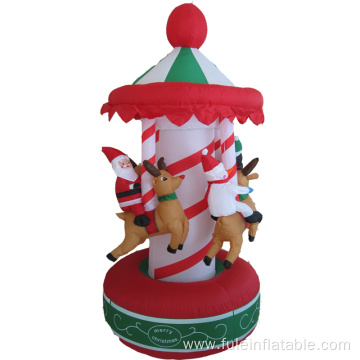 Happy holiday inflatable spinning carrousel for Christmas